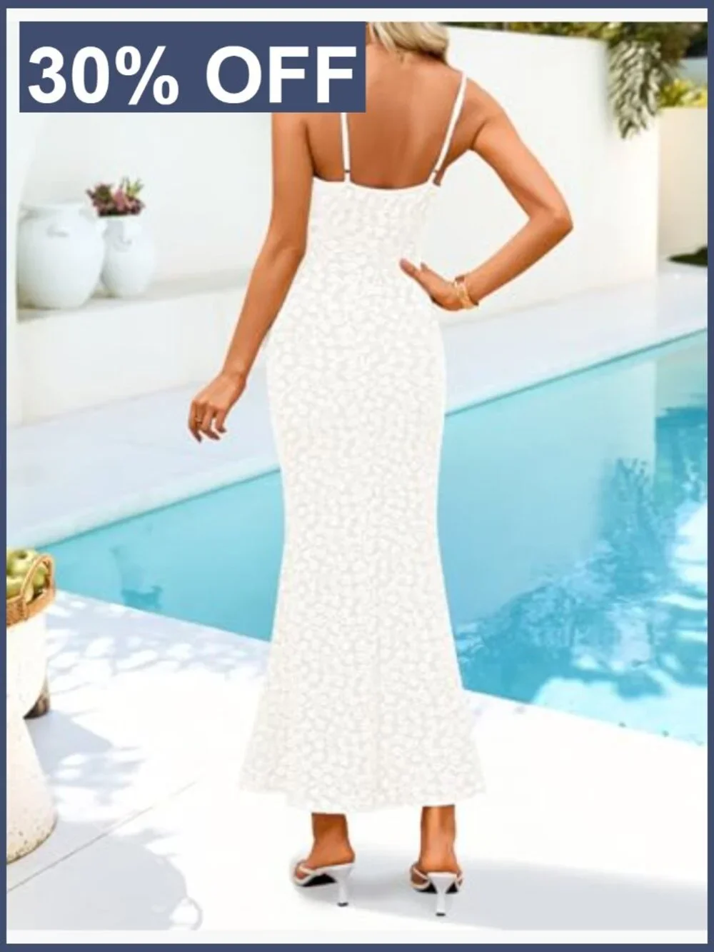 Floral Bodycon Midi Dress Spaghetti Straps Square Neck Sleeveless Summer Casual - Picture 5 of 7